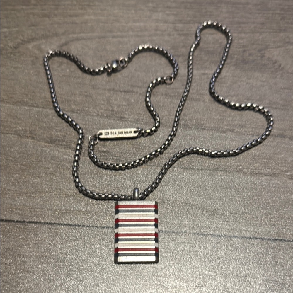 Men's Ben Sherman Silver, Blue, Red, and White Necklace